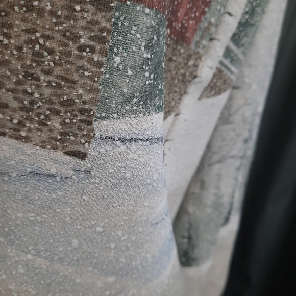 VTG Winter Scene Sweatshirt Wrap Around All Over Print Womens XL Horses Cardinal - Picture 8 of 13